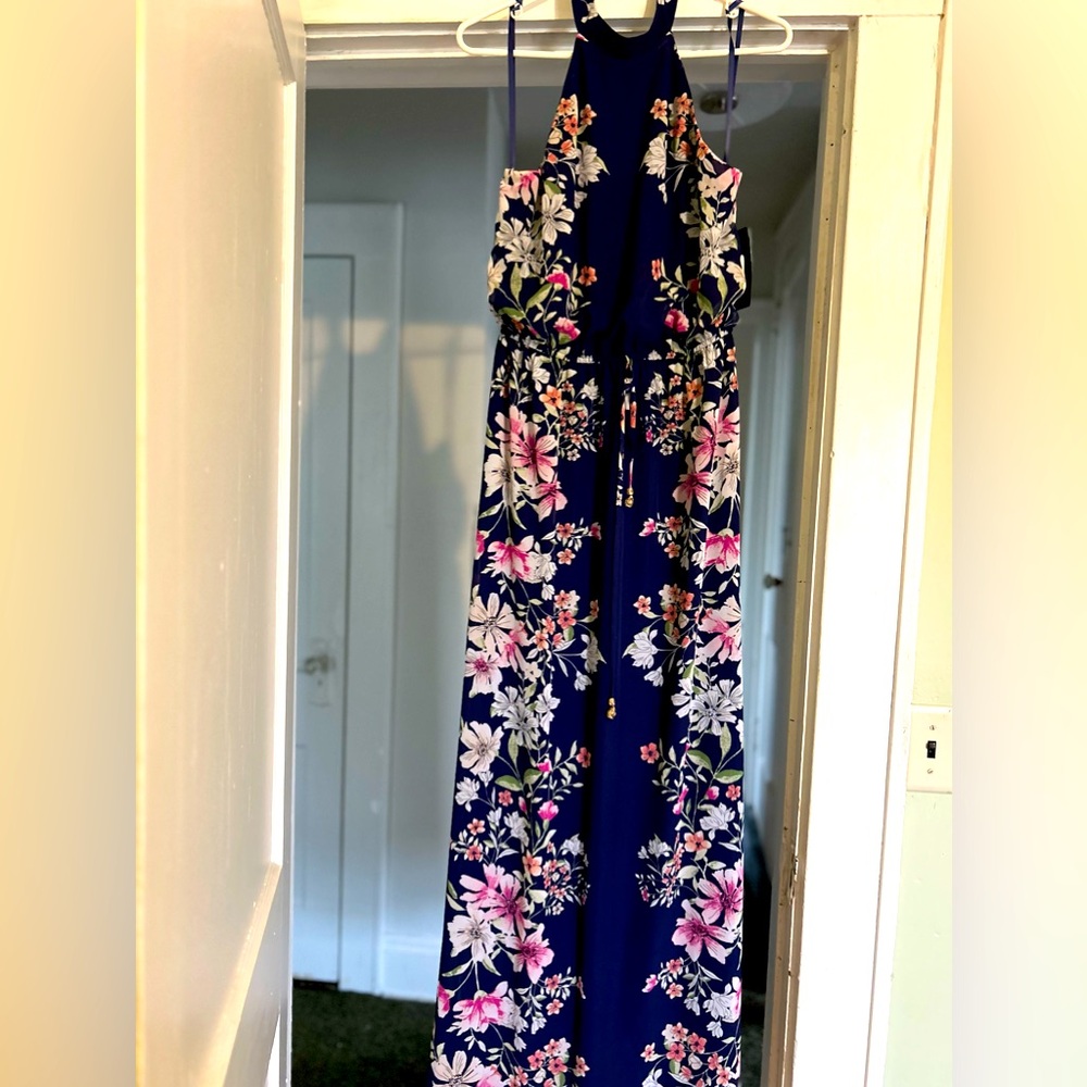 Maxi blue multicolored dress
